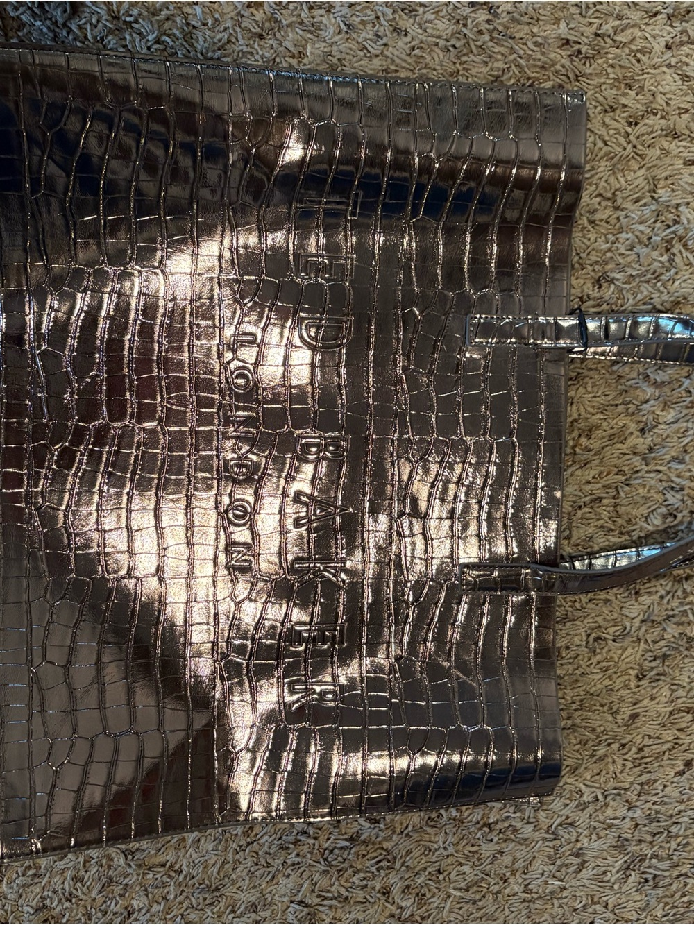 Ted Baker London Metallic Croc-Embossed Tote Bag - Bronze